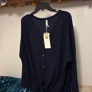 Navy Blue Button-Up Cardigan